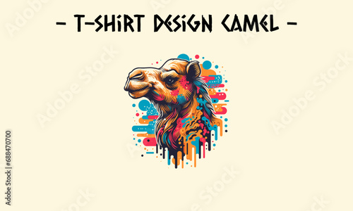 head camel vector illustration tshirt design