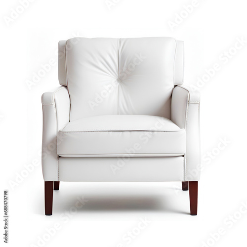 Stylish front view of a white leather chair sofa designed for modern living rooms, showcased against a white background