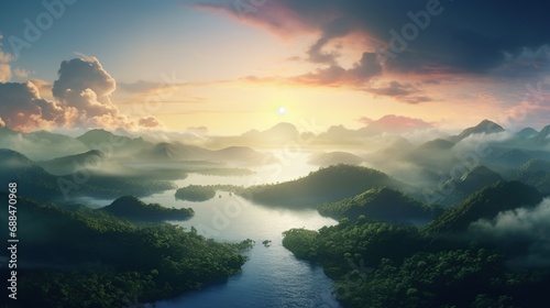 An Aerial View Of The Beautiful Rainforest within River