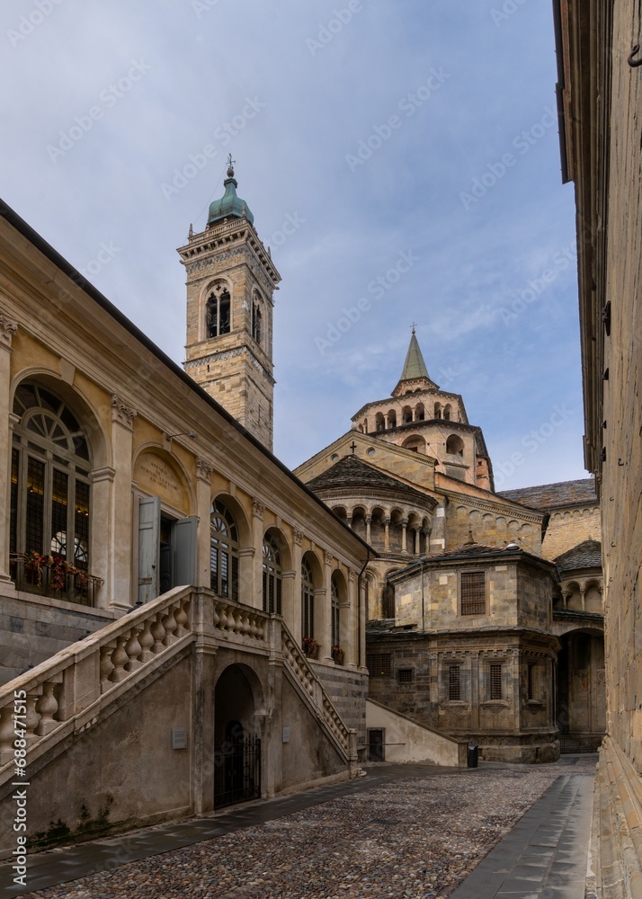 view of the Santa Maria Maggiore church in the heart of the old Citta Alta