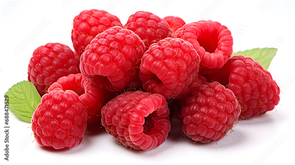 Food photography of raspberries, isolated, white background Food photography of raspberries, isolated, white background
