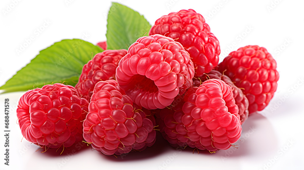 Food photography of raspberries, isolated, white background Food photography of raspberries, isolated, white background