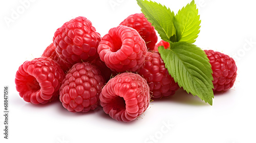 Food photography of raspberries  isolated  white background