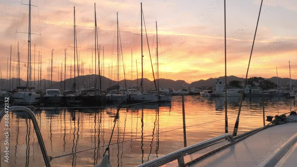 Amazing Sunset With Yachts In The Marina Of Marmaris, Yachting In Turkey Amazing Sunset With Yachts In The Marina Of Marmaris, Yachting In Turkey