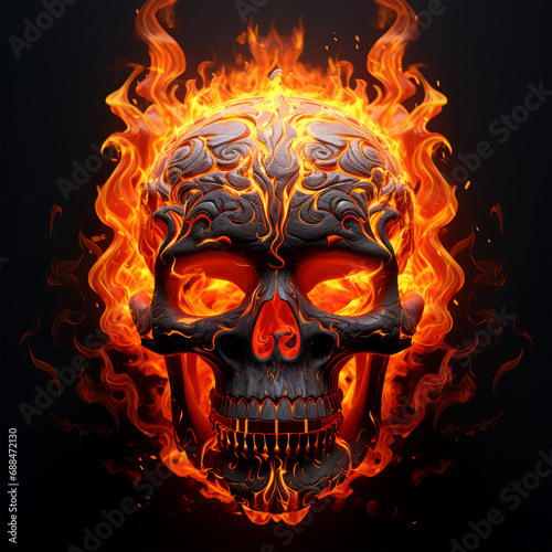 skull in fire background