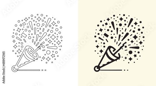 a set of party symbols. Illustration of confetti poppers