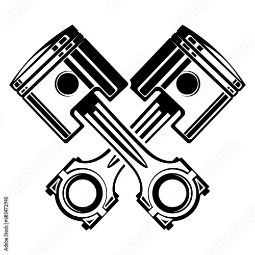 Silhouette piston isolated on white background.