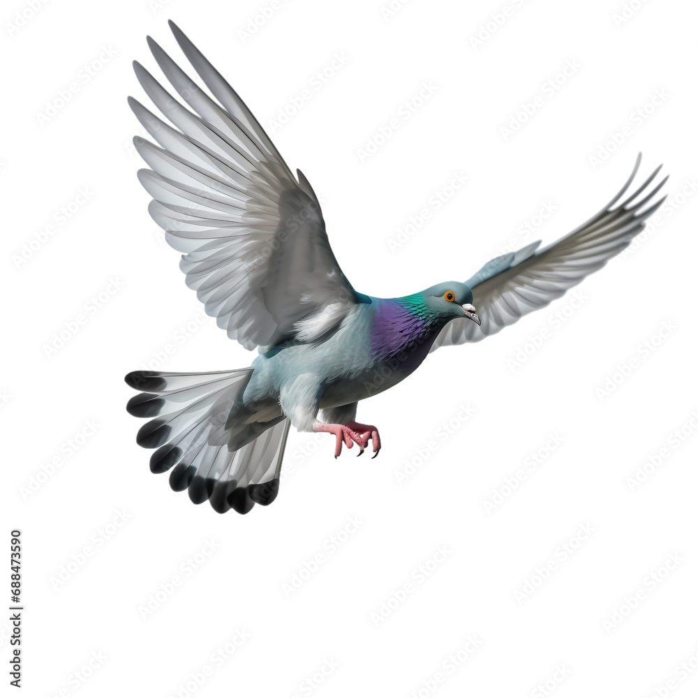 Fototapeta premium Flying pigeon isolated on transparent background