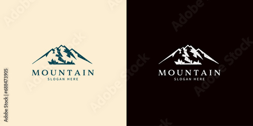 Mountain logo abstract vector design. Logotype template for extreme sport, climbers, nature adventures, explorers photo