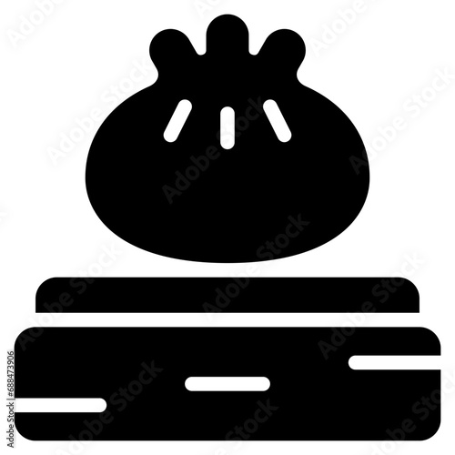 Dumpling icon with glyph style and pixel perfect base. Suitable for website design, logo, app and UI. Based on the size of the icon in general, so it can be reduced.