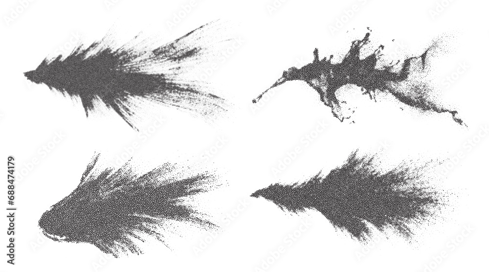 ink splashes, black dotwork grain texture, abstract stipple effect. vector