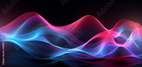 Abstract background with neon waves © Daria
