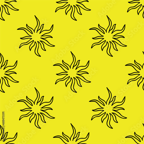 Seamless pattern with sun doodle for decorative print  wrapping paper  greeting cards  wallpaper and fabric
