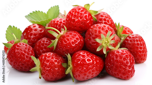 food photography of strawberries, isolated, white background