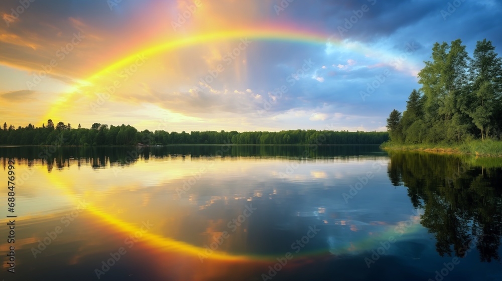 Rainbow over the mirror lake