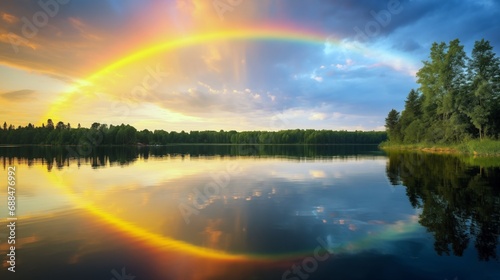 Rainbow over the mirror lake