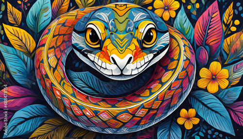 snake bright colorful and vibrant poster illustration photo