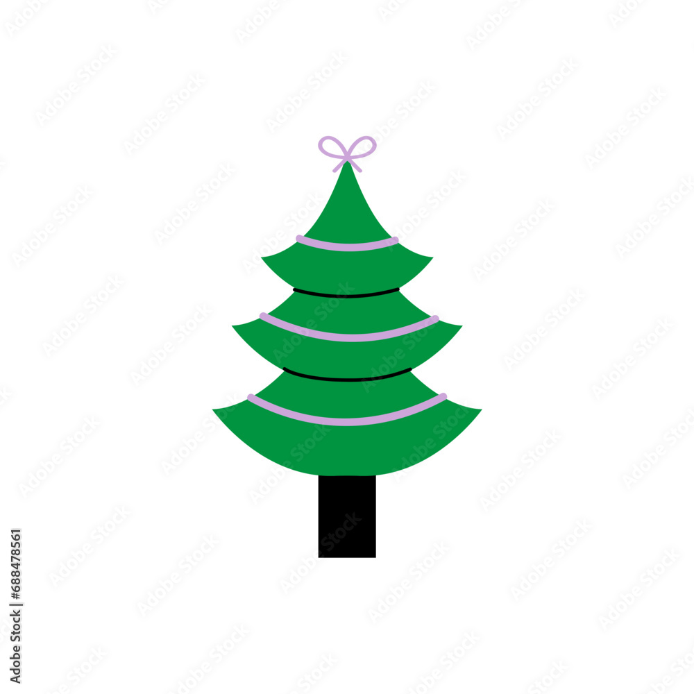 set of fir trees with decorations winter set of fir trees with decorations winter