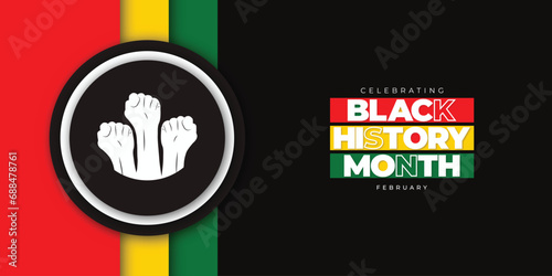 Black history month tricolor flag abstract background social media post with african hand Vector design
