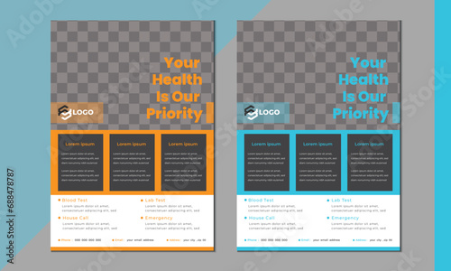 Medical  Flyer Design Template , Two Color, Vector Template,