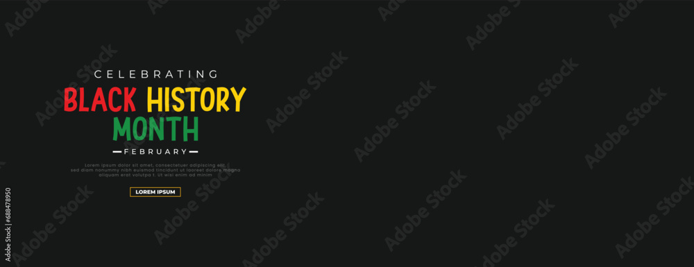 Black history month social media banner with empty design space black background Vector - obrazy, fototapety, plakaty 
