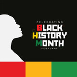 Black history month wishes or greeting tricolor social media wishing post with African hand Vector