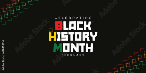 Black history month tricolor flag and black abstract background social media banner Vector design 