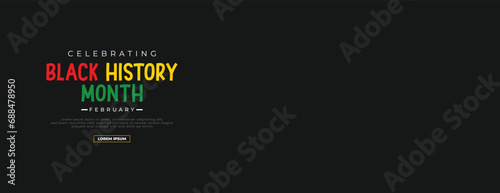 Black history month social media banner with empty design space black background Vector photo