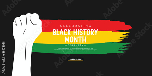 Black history month tricolor flag social media banner with african hand Vector 