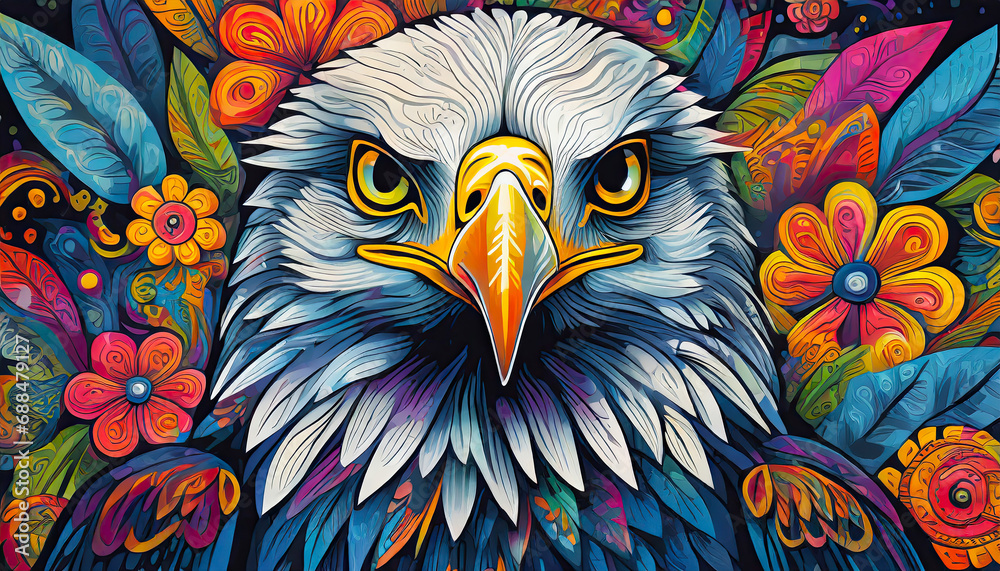 Fototapeta premium eagle bright colorful and vibrant poster illustration