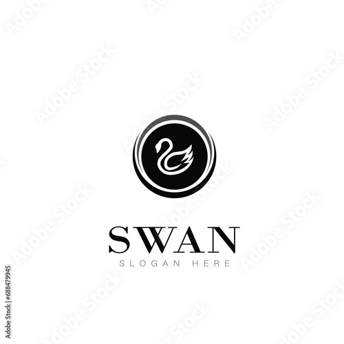 swan animal logo beauty fashion vector