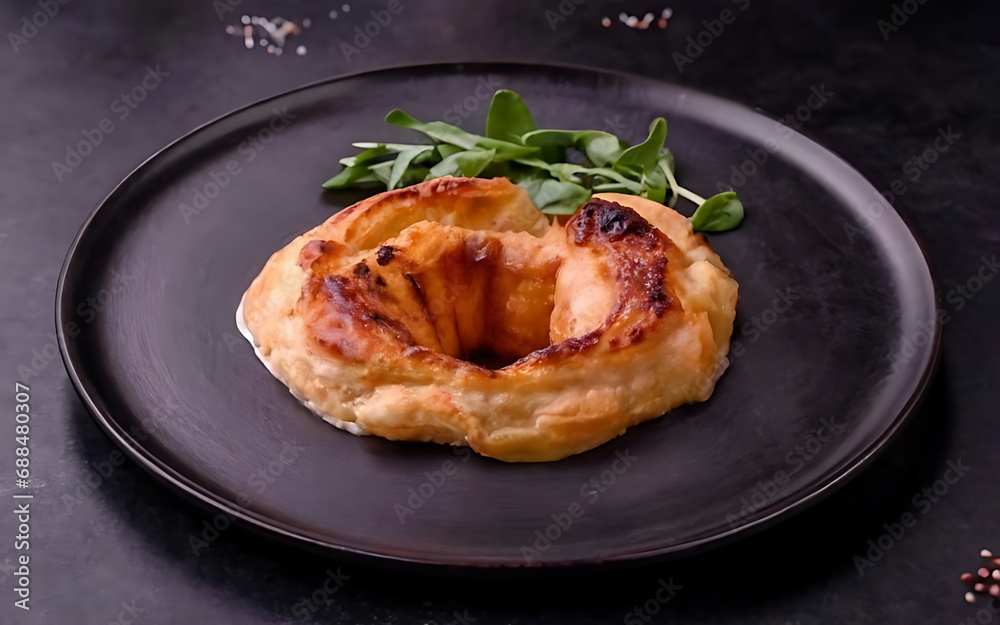 Capture the essence of Toad in the Hole in a mouthwatering food photography shot Generative AI Capture the essence of Toad in the Hole in a mouthwatering food photography shot Generative AI