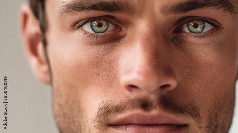 Obraz premium Tight shot capturing the intensity in a man's stare.