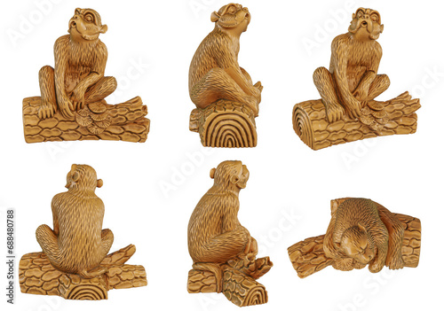 Free PNG 3d model of monkey in 12 zodiac animals on transparent background.