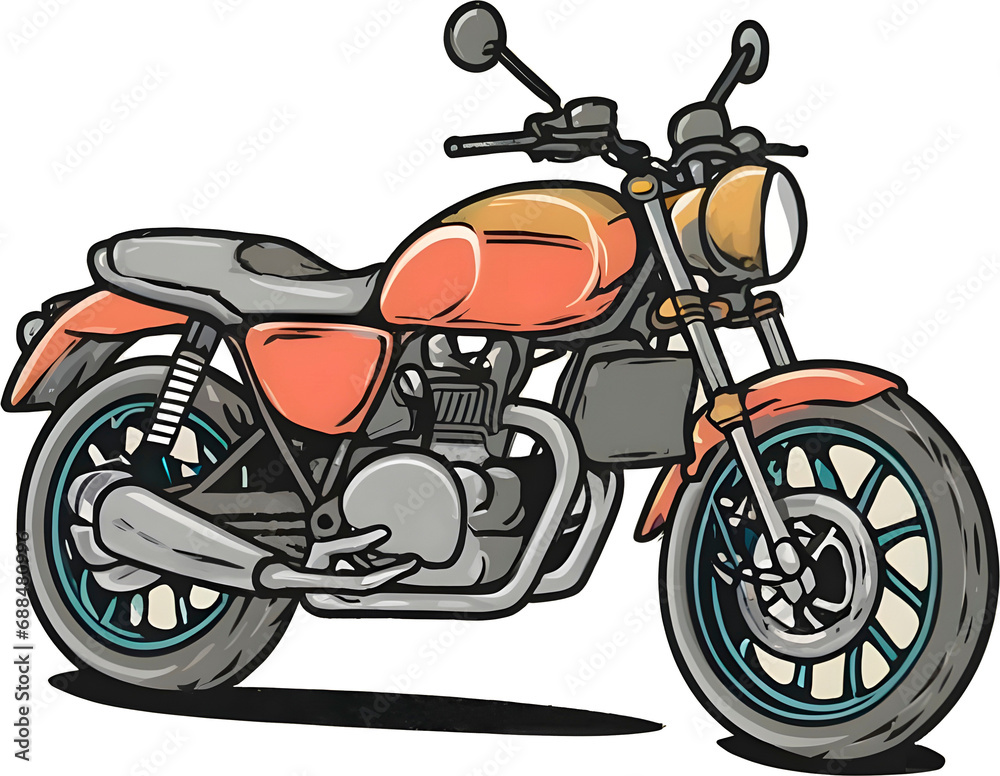 Fototapeta premium Digital painting of motorbike on transparent background