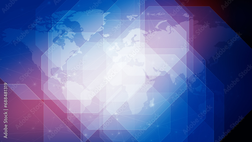 Global communication connects world through breaking news, blue ...
