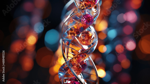 colorful helix human DNA structure, horizontal © mariiaplo