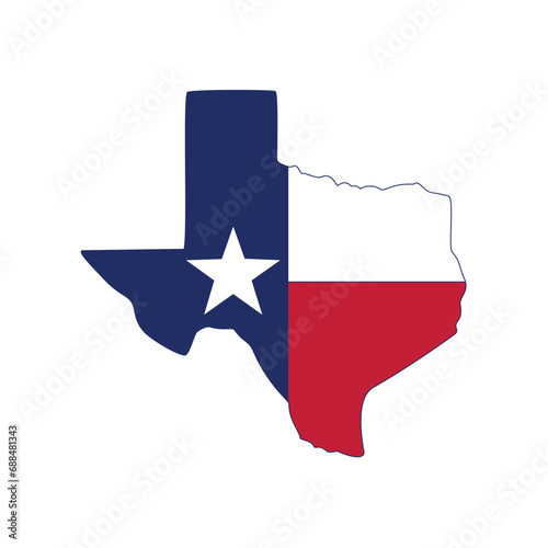 Texas flag vector illustration inside the Texas state map silhouette