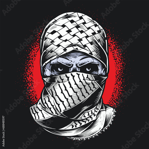 skull wearing scarf bandana vector