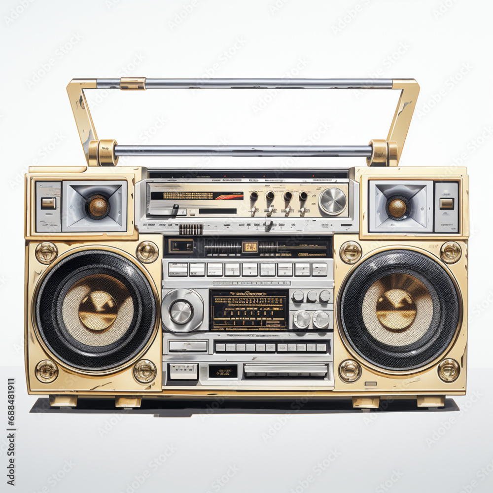 Fototapeta premium retro boombox with speakers on a white background
