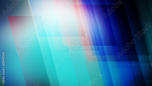 Blue green gradient layout with abstract background of interconnected rectangular shapes in vibrant colours futuristic concept of abstract geometry