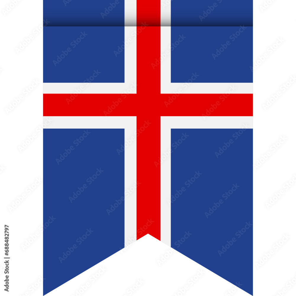 Obraz premium Iceland flag or pennant isolated on white background. Pennant flag icon.
