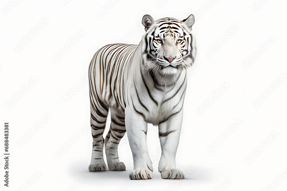 Fototapeta premium Tiger, isolated on white background. Tiger is staring at prey.