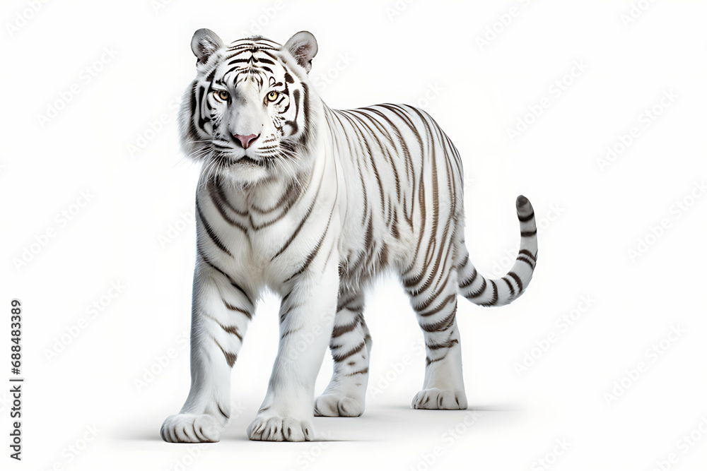 Obraz premium Tiger, isolated on white background. Tiger is staring at prey.
