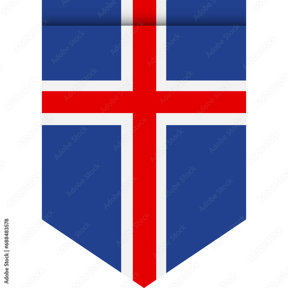 Obraz premium Iceland flag or pennant isolated on white background. Pennant flag icon.