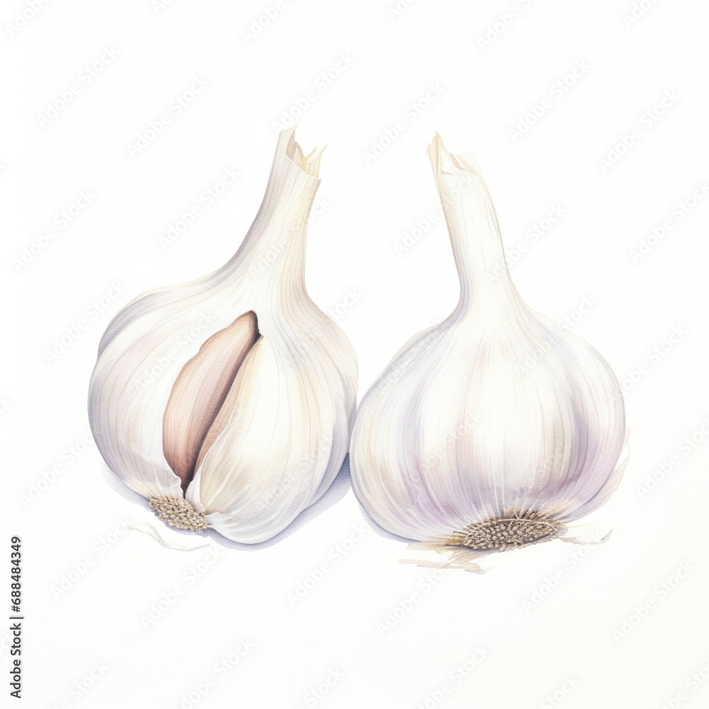 watercolor Garlic bulb isolated. ai generated
