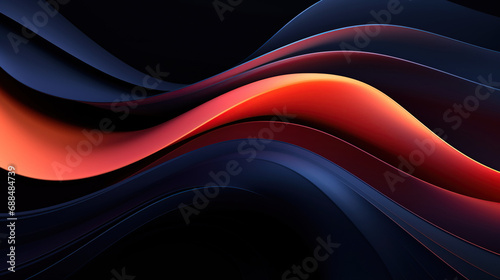 3d render of abstract background with red and blue wavy lines. 