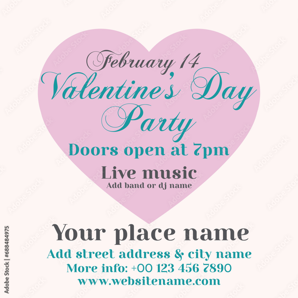 Valentine's day celebration poster  flyer social media post design