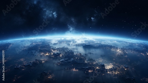World map in space