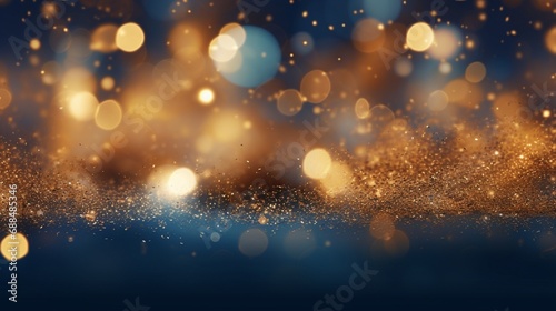 Xmas Shiny Background - Glittering Effect With Golden And Blue Bokeh © Faisal Ai